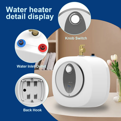 Hillhub Electric Storage 2.5 Gallon Water Heater, Under Sink Mini Water heater, Instant Heating, Leak Proof, Wall and Floor Installtion, with Four Layer Material 1440w for Bathroom and Kitchen…