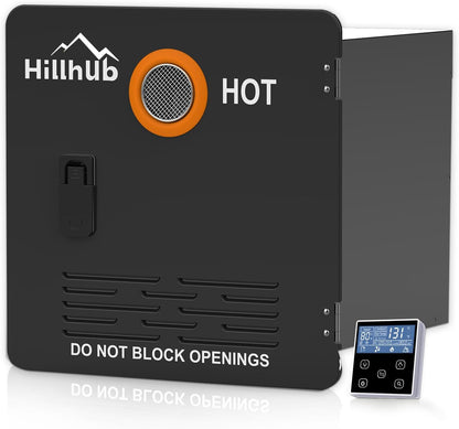 Hillhub RV Tankless Water Heater, InstaShower 8 Plus, Gen 2, with 15 x 15 inches Black Door and Remote Controller, DC 12V